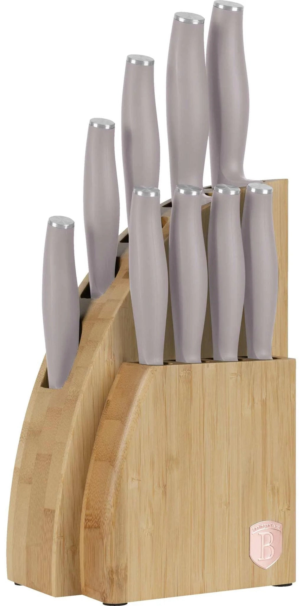 BerlingerHaus Bloque de cuchillos Taupe 10 piezas - Cuchillo de chef, Cuchillo de pan, Cuchillo Santoku, Cuchillo de oficina, Cuchillo pelador & 4 cuchillos de steak