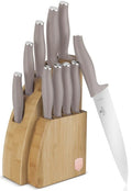 BerlingerHaus Bloque de cuchillos Taupe 10 piezas - Cuchillo de chef, Cuchillo de pan, Cuchillo Santoku, Cuchillo de oficina, Cuchillo pelador & 4 cuchillos de steak
