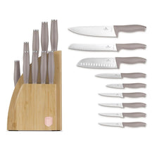 BerlingerHaus Bloque de cuchillos Taupe 10 piezas - Cuchillo de chef, Cuchillo de pan, Cuchillo Santoku, Cuchillo de oficina, Cuchillo pelador & 4 cuchillos de steak