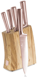 BerlingerHaus Bloque de cuchillos Roségold 6 piezas - Cuchillo de chef, cuchillo de pan, cuchillo Santoku, cuchillo de oficina y cuchillo pelador