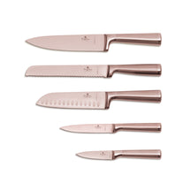 BerlingerHaus Bloque de cuchillos Roségold 6 piezas - Cuchillo de chef, cuchillo de pan, cuchillo Santoku, cuchillo de oficina y cuchillo pelador