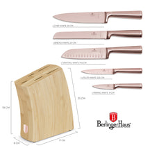BerlingerHaus Bloque de cuchillos Roségold 6 piezas - Cuchillo de chef, cuchillo de pan, cuchillo Santoku, cuchillo de oficina y cuchillo pelador