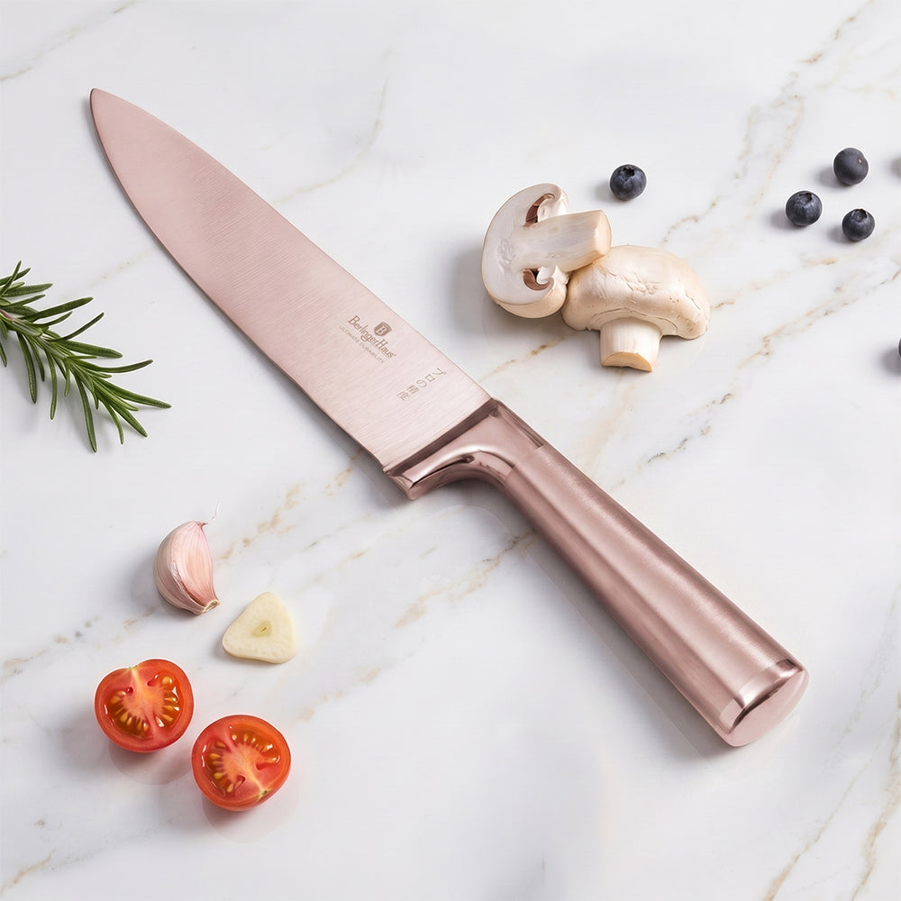 BerlingerHaus Bloque de cuchillos Roségold 6 piezas - Cuchillo de chef, cuchillo de pan, cuchillo Santoku, cuchillo de oficina y cuchillo pelador