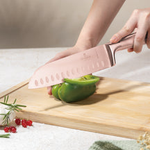 BerlingerHaus Bloque de cuchillos Roségold 6 piezas - Cuchillo de chef, cuchillo de pan, cuchillo Santoku, cuchillo de oficina y cuchillo pelador