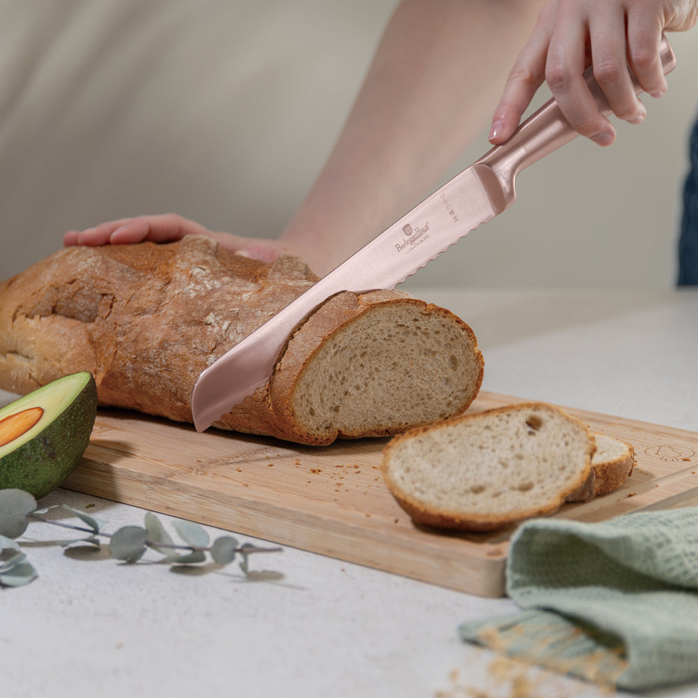 BerlingerHaus Bloque de cuchillos Roségold 6 piezas - Cuchillo de chef, cuchillo de pan, cuchillo Santoku, cuchillo de oficina y cuchillo pelador