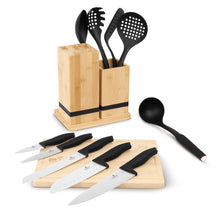 BerlingerHaus Bloque de Cuchillos con Set de Utensilios de Cocina & Tabla de Cortar Negro Roségold - 12 piezas