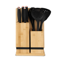 BerlingerHaus Bloque de Cuchillos con Set de Utensilios de Cocina & Tabla de Cortar Negro Roségold - 12 piezas