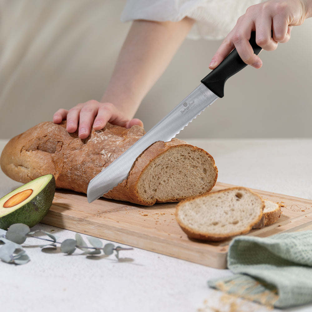 BerlingerHaus Bloque de Cuchillos con Set de Utensilios de Cocina & Tabla de Cortar Negro Roségold - 12 piezas
