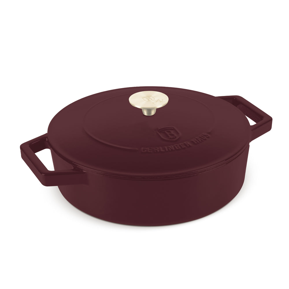 BerlingerHaus Sartén / Sartén de Saltear Matte Burdeos - Hierro Fundido - ø 26 cm - apta para todas las fuentes de calor - capa antiadherente esmaltada