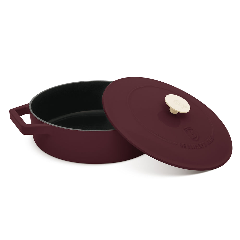 BerlingerHaus Sartén / Sartén de Saltear Matte Burdeos - Hierro Fundido - ø 26 cm - apta para todas las fuentes de calor - capa antiadherente esmaltada