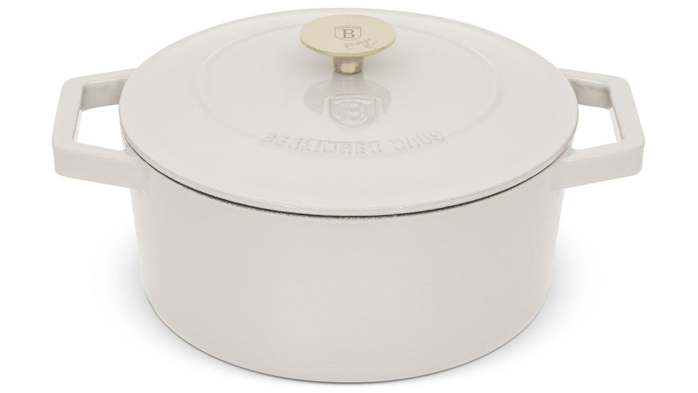 BerlingerHaus Cacerola Mate Crème - Hierro Fundido - ø 24 cm - apta para todas las fuentes de calor - capa antiadherente esmaltada