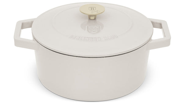 BerlingerHaus Cacerola Mate Crème - Hierro Fundido - ø 24 cm - apta para todas las fuentes de calor - capa antiadherente esmaltada