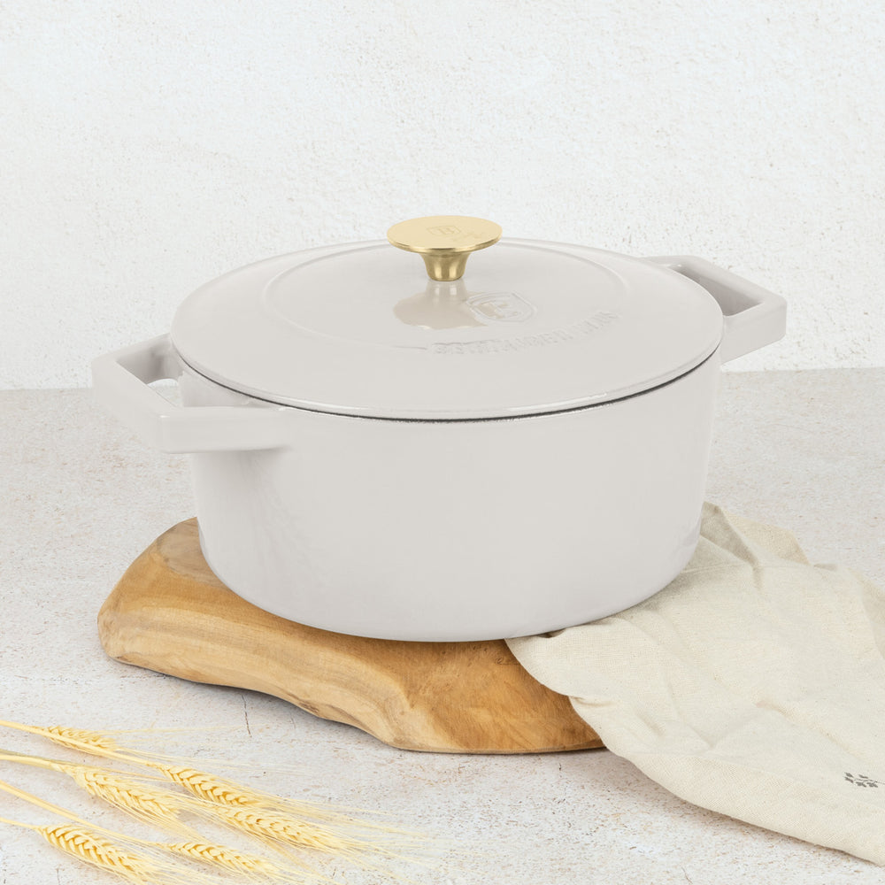 BerlingerHaus Cacerola Mate Crème - Hierro Fundido - ø 24 cm - apta para todas las fuentes de calor - capa antiadherente esmaltada