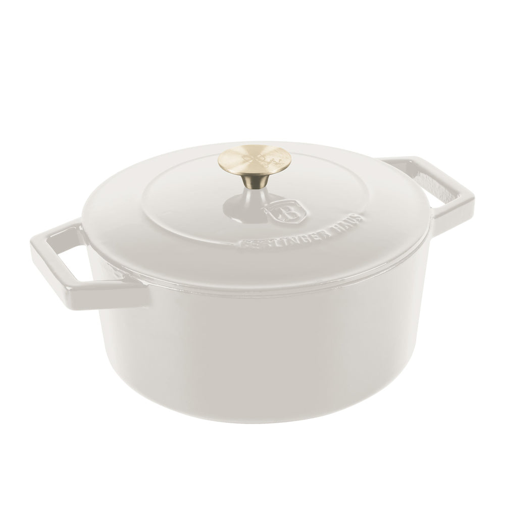 BerlingerHaus Cacerola Mate Crème - Hierro Fundido - ø 24 cm - apta para todas las fuentes de calor - capa antiadherente esmaltada