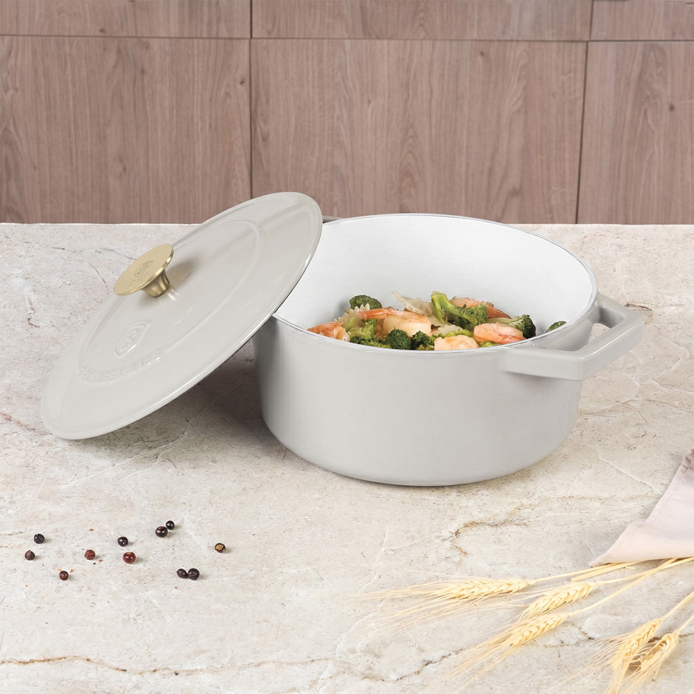 BerlingerHaus Cacerola Mate Crème - Hierro Fundido - ø 24 cm - apta para todas las fuentes de calor - capa antiadherente esmaltada