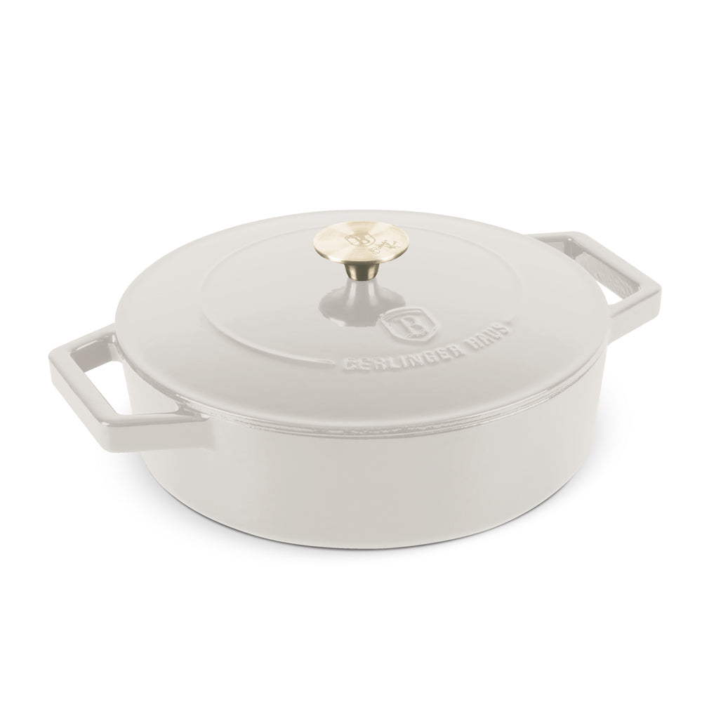 BerlingerHaus Sartén / Sartén de Saltear Mate Crema - Hierro Fundido - ø 26 cm - apta para todas las fuentes de calor - revestimiento antiadherente esmaltado