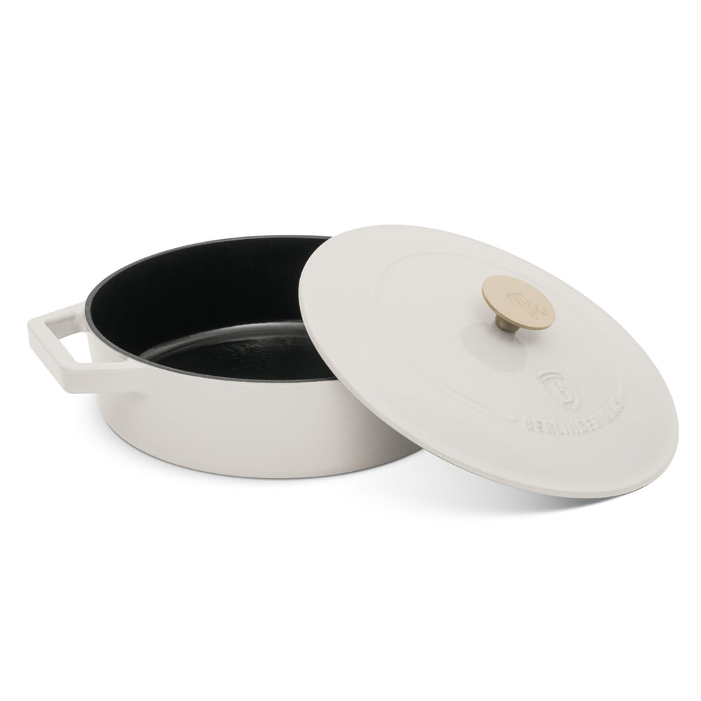BerlingerHaus Sartén / Sartén de Saltear Mate Crema - Hierro Fundido - ø 26 cm - apta para todas las fuentes de calor - revestimiento antiadherente esmaltado