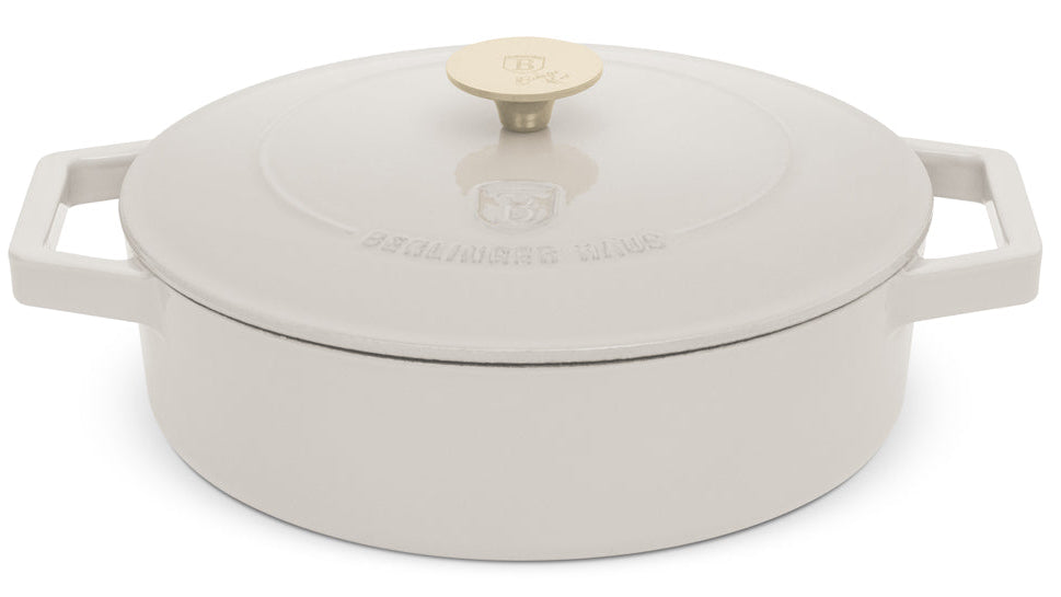BerlingerHaus Sartén / Sartén de Saltear Mate Crema - Hierro Fundido - ø 26 cm - apta para todas las fuentes de calor - revestimiento antiadherente esmaltado