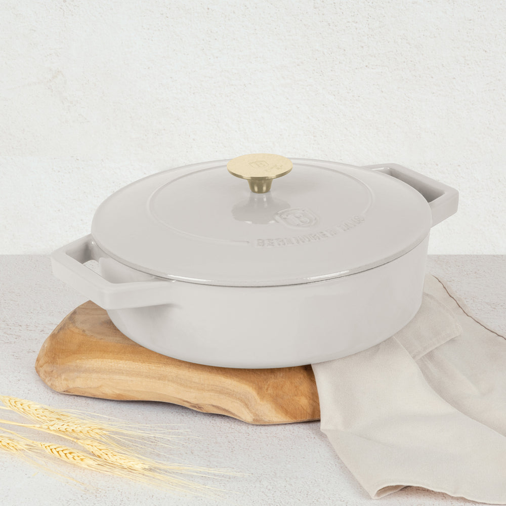BerlingerHaus Sartén / Sartén de Saltear Mate Crema - Hierro Fundido - ø 26 cm - apta para todas las fuentes de calor - revestimiento antiadherente esmaltado