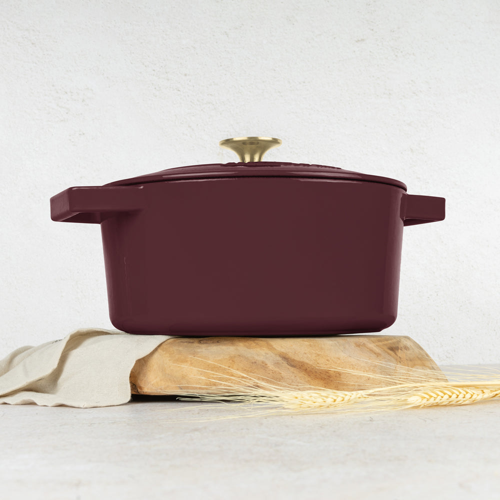 BerlingerHaus Cacerola Mat Burdeos - Hierro Fundido - ø 24 cm - apta para todas las fuentes de calor - capa antiadherente esmaltada