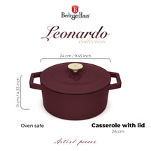 BerlingerHaus Cacerola Mat Burdeos - Hierro Fundido - ø 24 cm - apta para todas las fuentes de calor - capa antiadherente esmaltada
