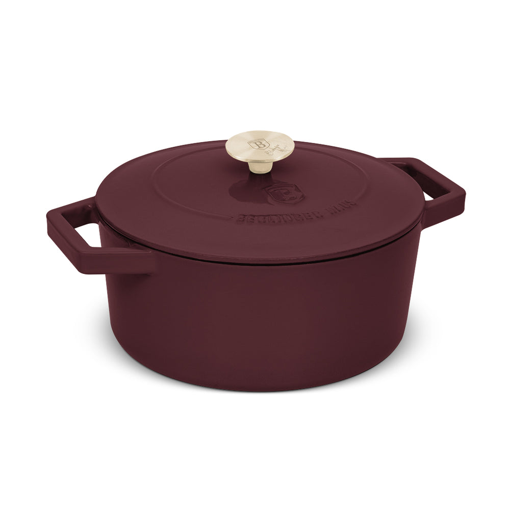 BerlingerHaus Cacerola Mat Burdeos - Hierro Fundido - ø 24 cm - apta para todas las fuentes de calor - capa antiadherente esmaltada