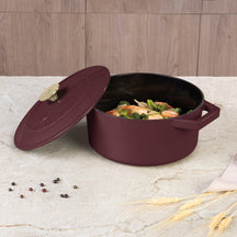 BerlingerHaus Cacerola Mat Burdeos - Hierro Fundido - ø 24 cm - apta para todas las fuentes de calor - capa antiadherente esmaltada