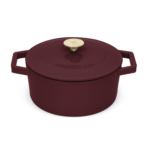 BerlingerHaus Cacerola Mat Burdeos - Hierro Fundido - ø 24 cm - apta para todas las fuentes de calor - capa antiadherente esmaltada