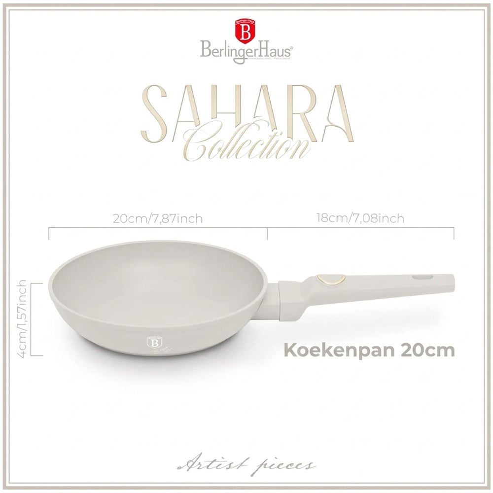 BerlingerHaus Sartén Mate Crema ø 20 cm - apta para todas las fuentes de calor - capa antiadherente estándar