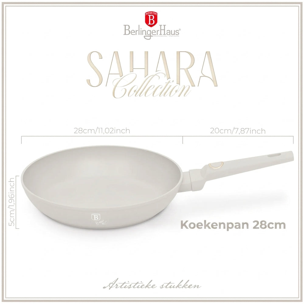 BerlingerHaus Sartén Mate Crème ø 28 cm - apta para todas las fuentes de calor - recubrimiento antiadherente estándar