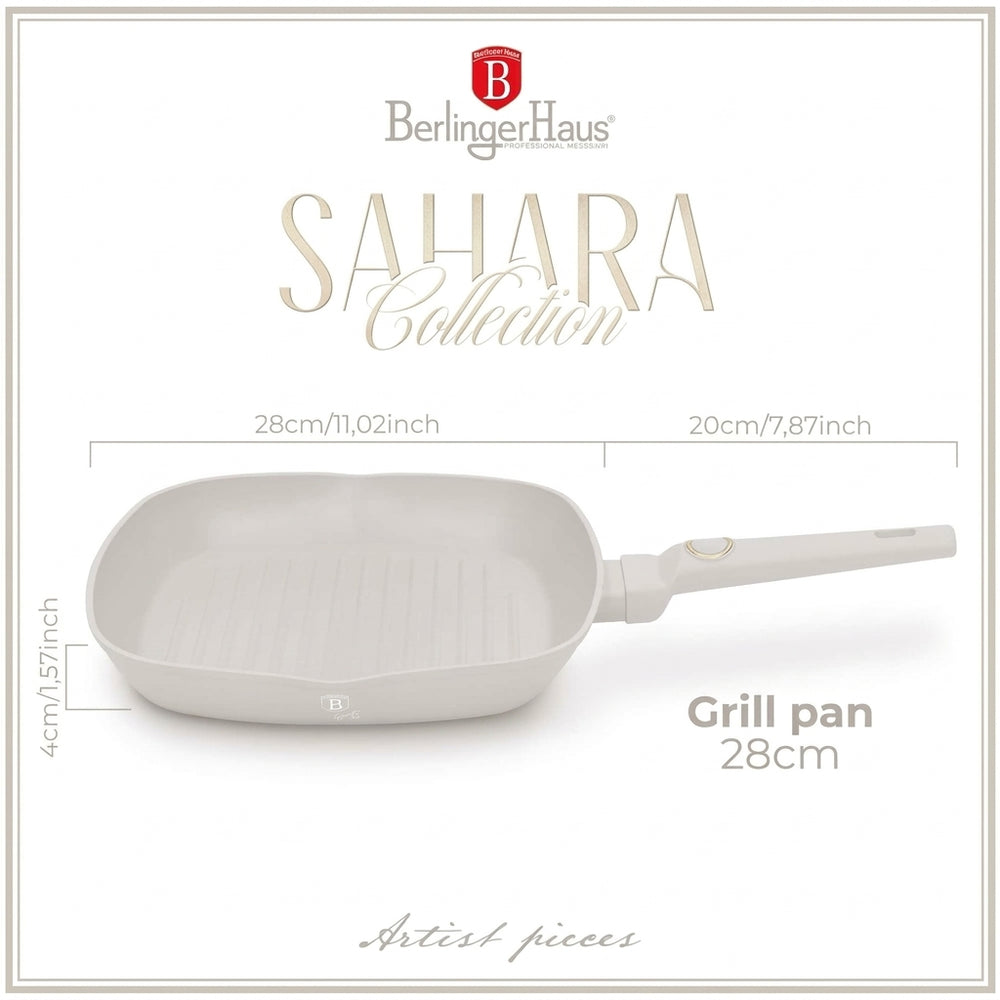 BerlingerHaus Sartén parrilla Mat Crème 28 x 28 cm - apta para todas las fuentes de calor - revestimiento antiadherente estándar