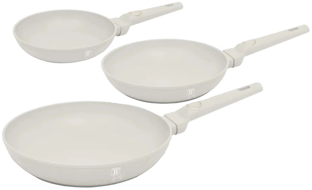 BerlingerHaus Set de Sartenes Mate Crema 3 Piezas - ø 20, 24 & 28 cm - apto para todas las fuentes de calor - recubrimiento antiadherente estándar