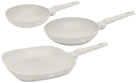 BerlingerHaus Set de Sartenes Mate Crema 3 Piezas - Sartén ø 20 & 24 cm, Sartén Grill 28 cm - Apta para todas las fuentes de calor