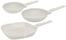BerlingerHaus Set de Sartenes Mate Crema 3 Piezas - Sartén ø 20 & 24 cm, Sartén Grill 28 cm - Apta para todas las fuentes de calor