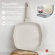 BerlingerHaus Sartén parrilla Mat Crème 28 x 28 cm - apta para todas las fuentes de calor - revestimiento antiadherente estándar