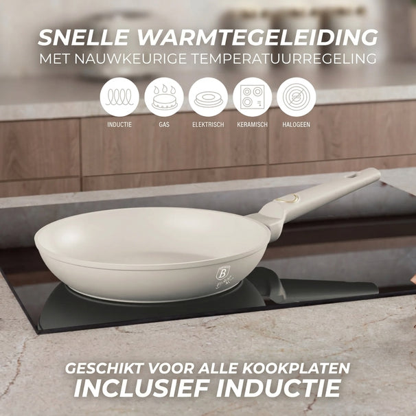 BerlingerHaus Sartén Mate Crème ø 28 cm - apta para todas las fuentes de calor - recubrimiento antiadherente estándar