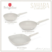 BerlingerHaus Set de Sartenes Mate Crema 3 Piezas - Sartén ø 20 & 24 cm, Sartén Grill 28 cm - Apta para todas las fuentes de calor