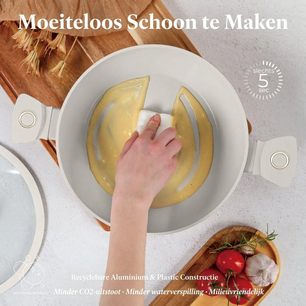 BerlingerHaus Set de Sartenes Mate Crema 7 Piezas - Olla ø 20, 24, 28 cm & Sartén ø 20, 24 cm - apto para todas las fuentes de calor