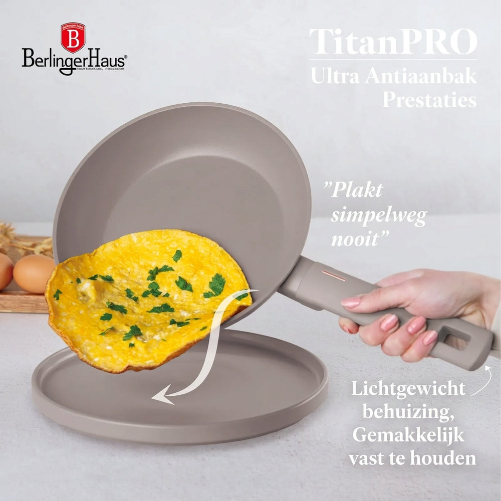 BerlingerHaus Sartén Taupe ø 24 cm - apta para todas las fuentes de calor - revestimiento antiadherente estándar