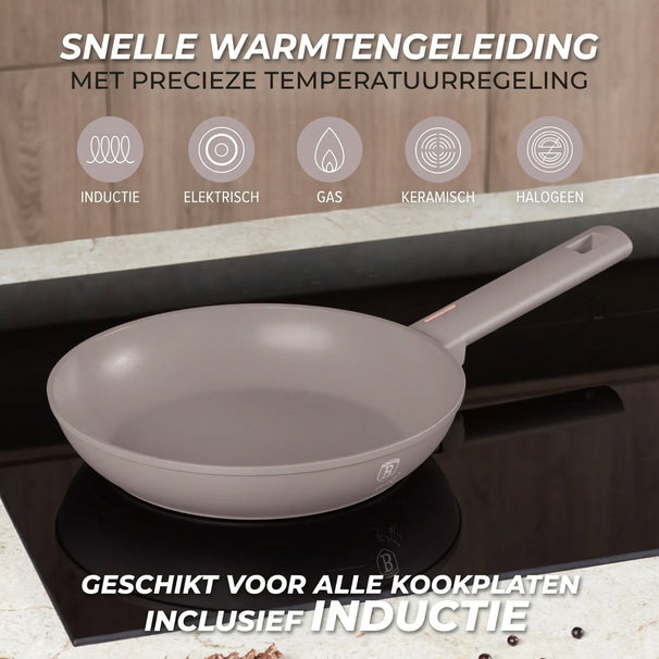 BerlingerHaus Sartén Taupe ø 24 cm - apta para todas las fuentes de calor - revestimiento antiadherente estándar