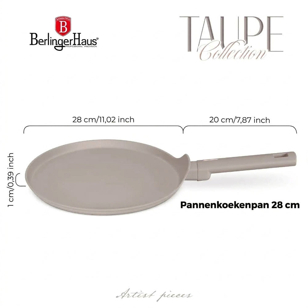 BerlingerHaus Sartén para Crepas Taupe ø 28 cm - apta para todas las fuentes de calor - revestimiento antiadherente estándar
