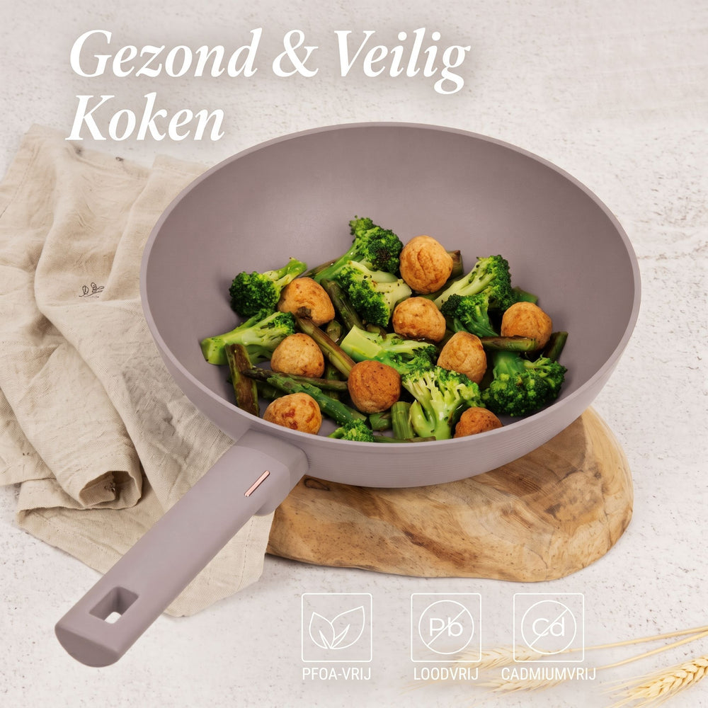BerlingerHaus Wok Taupe ø 28 cm - apta para todas las fuentes de calor - revestimiento antiadherente estándar