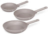 BerlingerHaus Set de Sartenes Taupe 3 Piezas - ø 20, 24 & 28 cm - apto para todas las fuentes de calor - recubrimiento antiadherente estándar