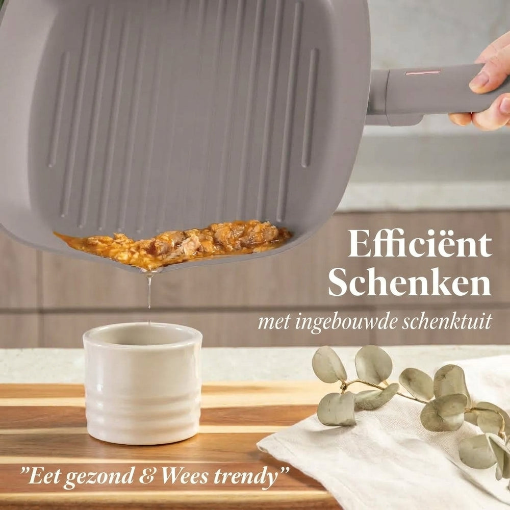BerlingerHaus Sartén parrilla Taupe 28 x 28 cm - apta para todas las fuentes de calor - revestimiento antiadherente estándar