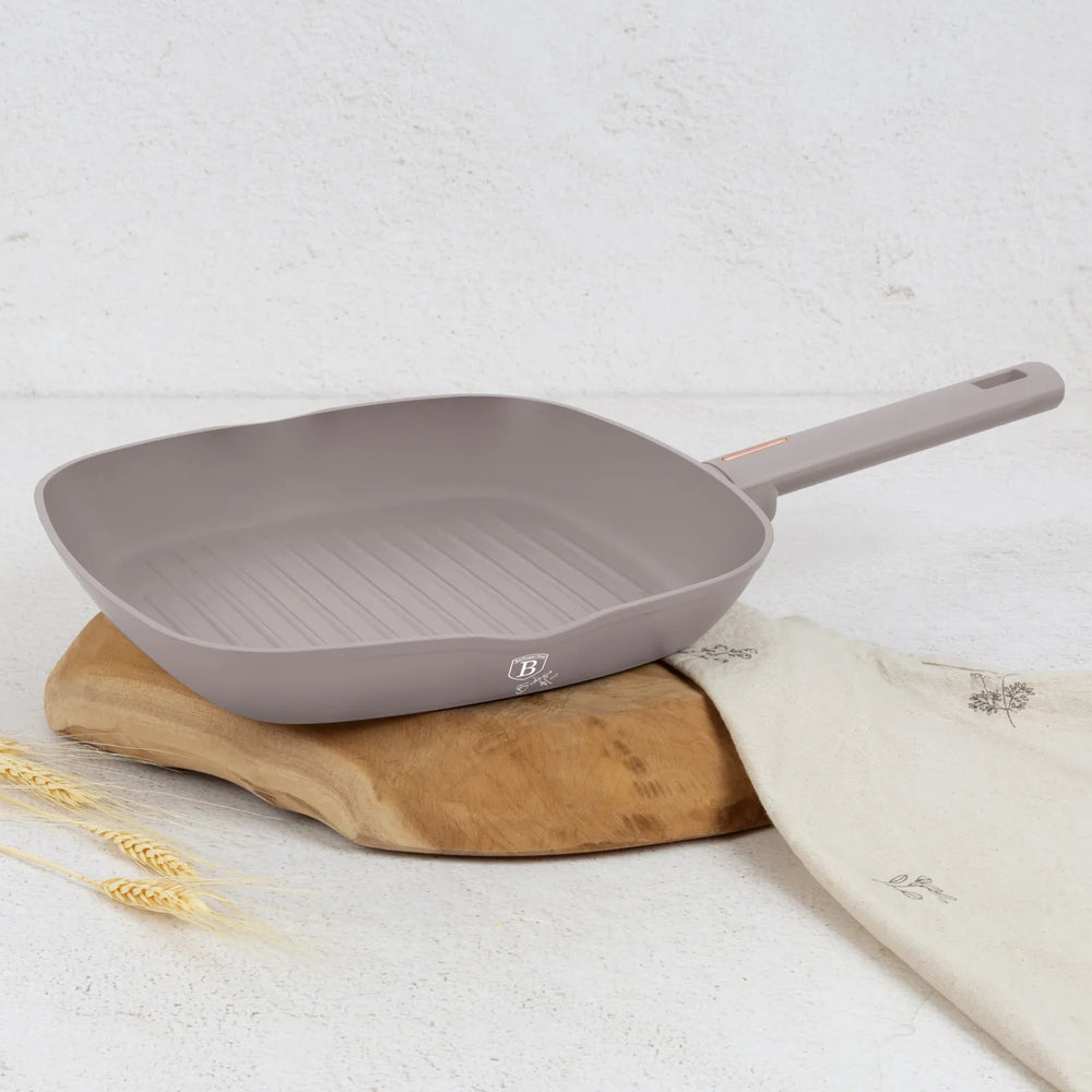 BerlingerHaus Sartén parrilla Taupe 28 x 28 cm - apta para todas las fuentes de calor - revestimiento antiadherente estándar