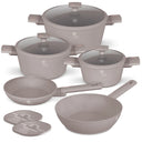 BerlingerHaus Set de Sarten Taupe 7 Piezas - Olla ø 20, 24, 28 cm & Sartén ø 20, 24 cm - apto para todas las fuentes de calor