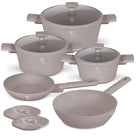 BerlingerHaus Set de Sarten Taupe 7 Piezas - Olla ø 20, 24, 28 cm & Sartén ø 20, 24 cm - apto para todas las fuentes de calor
