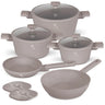 BerlingerHaus Set de Sarten Taupe 7 Piezas - Olla ø 20, 24, 28 cm & Sartén ø 20, 24 cm - apto para todas las fuentes de calor