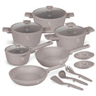BerlingerHaus Set de Sarten Taupe 11 Piezas - Olla ø 20, 24, 28 cm, Sartén ø 24, 28 cm & Cacerola ø 16 cm - apto para todas las fuentes de calor