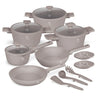 BerlingerHaus Set de Sarten Taupe 11 Piezas - Olla ø 20, 24, 28 cm, Sartén ø 24, 28 cm & Cacerola ø 16 cm - apto para todas las fuentes de calor